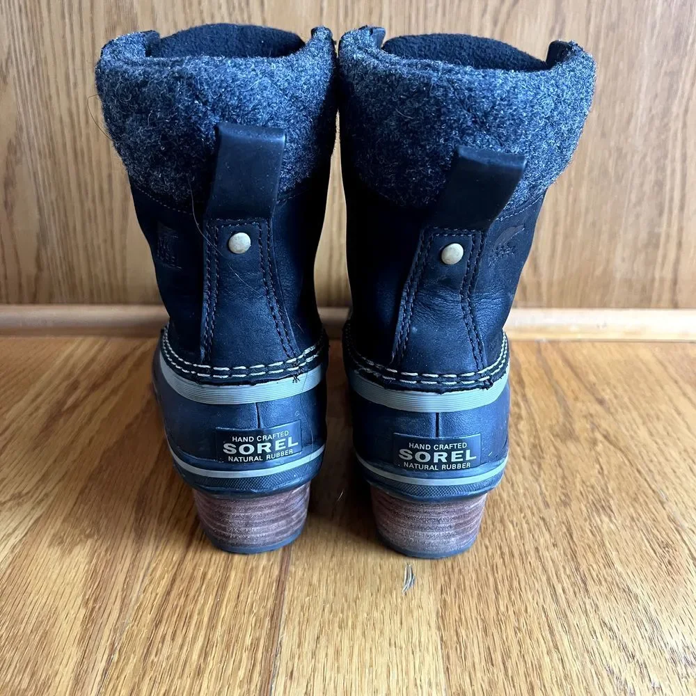 Sorel Women Slimpack Lace II Boot Black NL2348-010 size 6 Snow‎ Winter